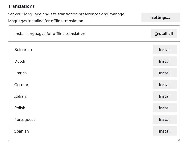 Download language models