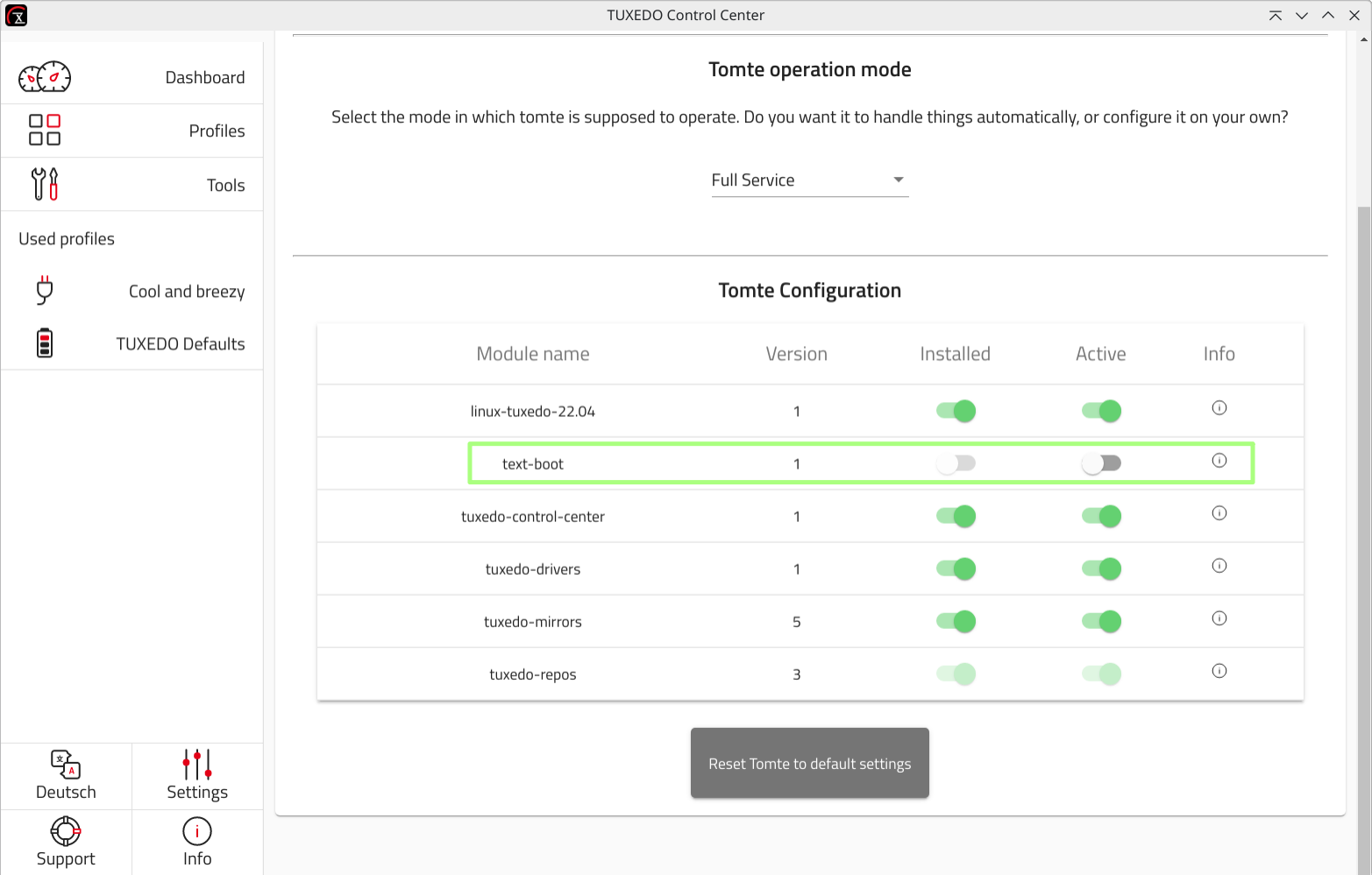 Set switch to Active first, then to Installed