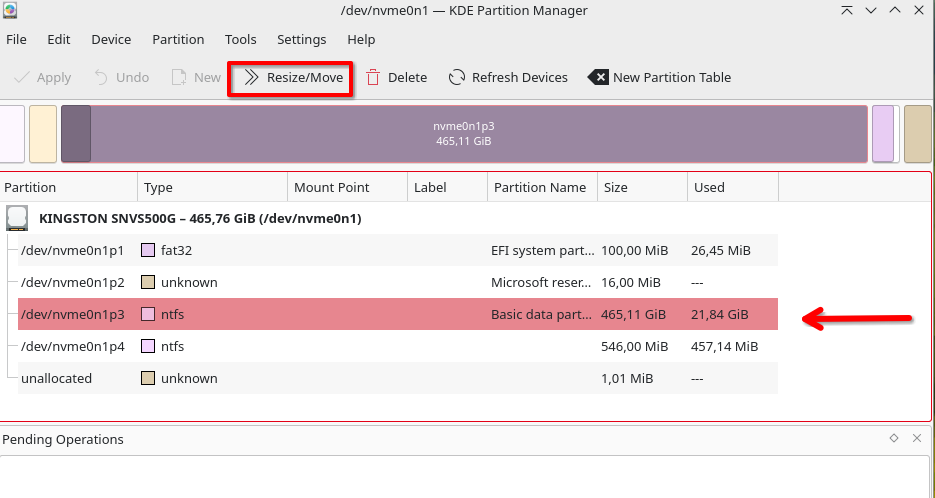 The Windows partition will be shrunk