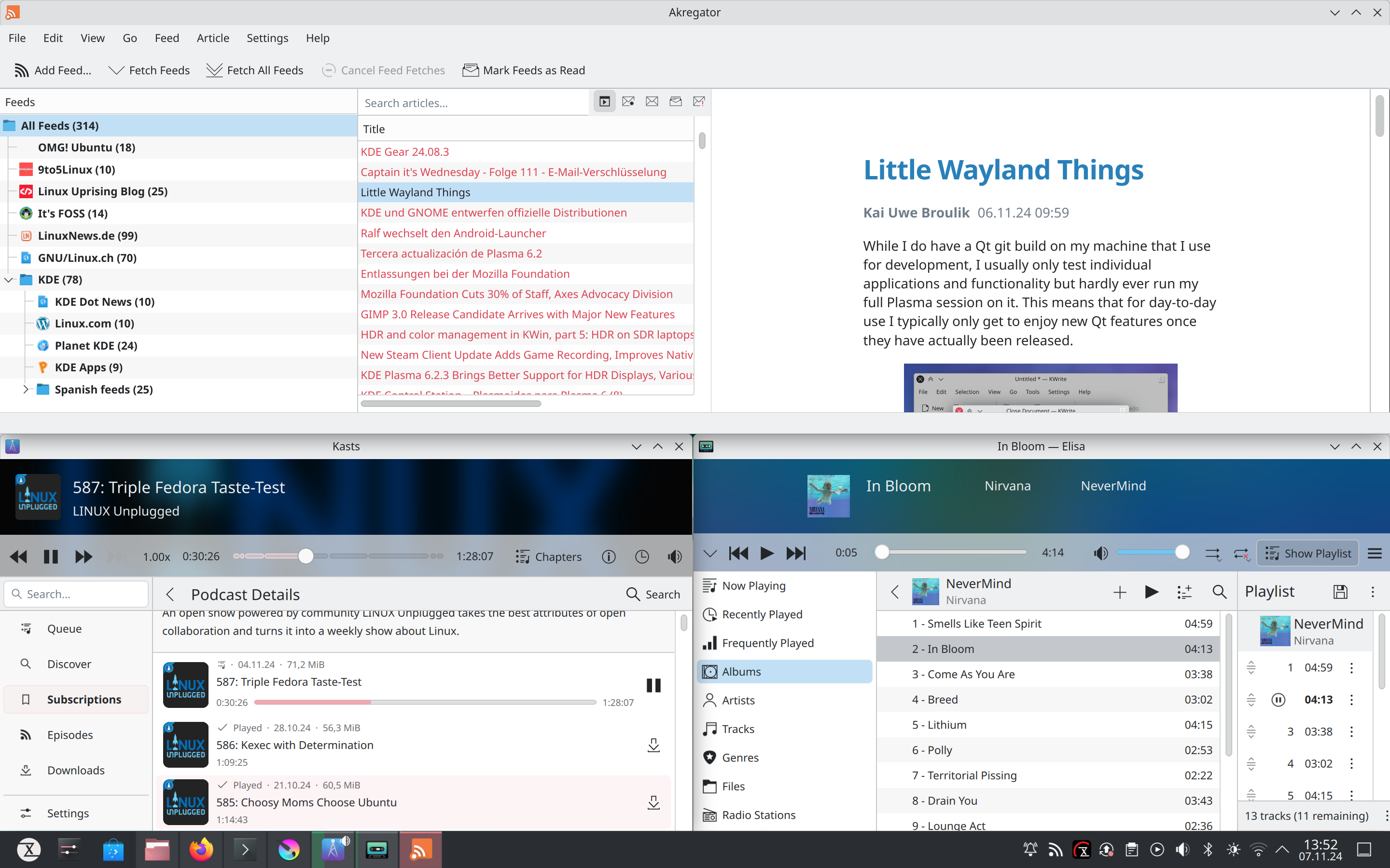 Productive and versatile: With Akregator, Kasts, and Elisa, Linux offers powerful tools for news, podcasts, and music.