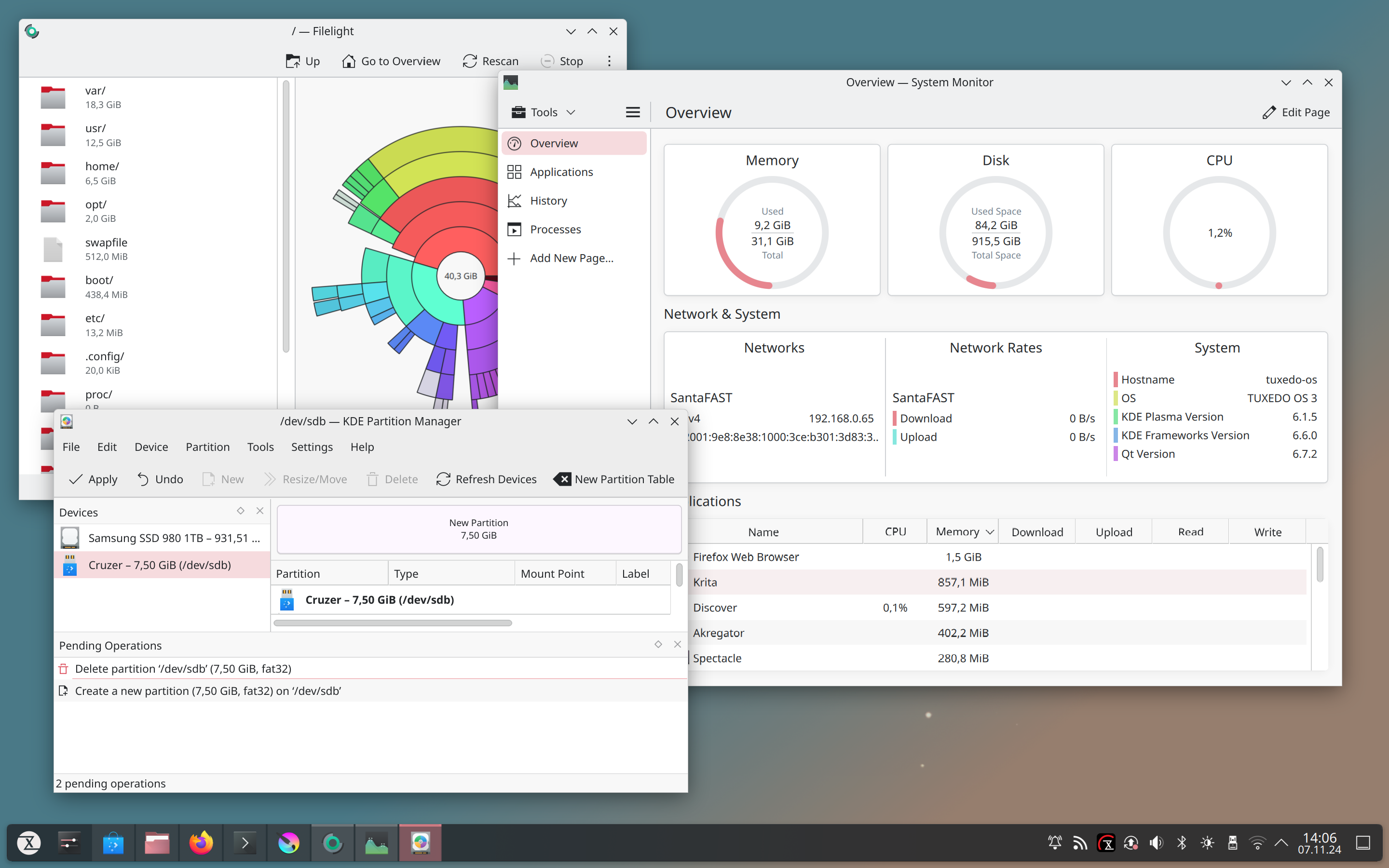 Efficient system management: Filelight, System Monitor, and the KDE Partition Manager make it easier to maintain oversight and control on Linux.