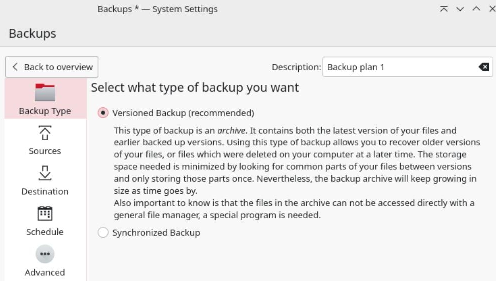 For backups 'Versioned Backup' is the preferred method.