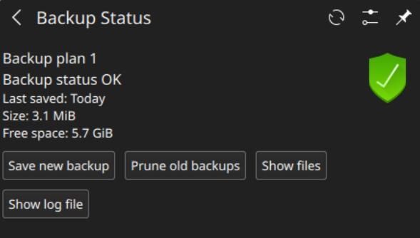 After your first backup, your system tray will show a new 'Backup Status'.