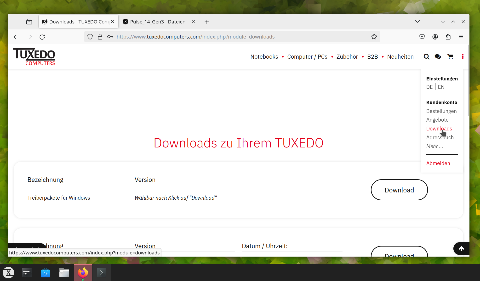 Über den TUXEDO-Shop kommen Sie zu den Treiber-Downloads für Ihren TUXEDO-Computer.