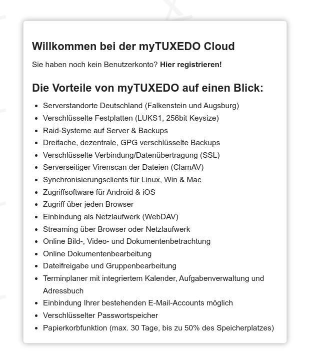 Vorteile der MyTUXEDO CLOUD