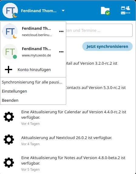 Die Desktop-App verwaltet neben Nextcloud auch myTUXEDO