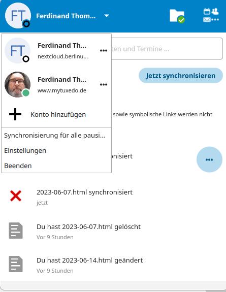 The desktop app handles Nextcloud and myTUXEDO