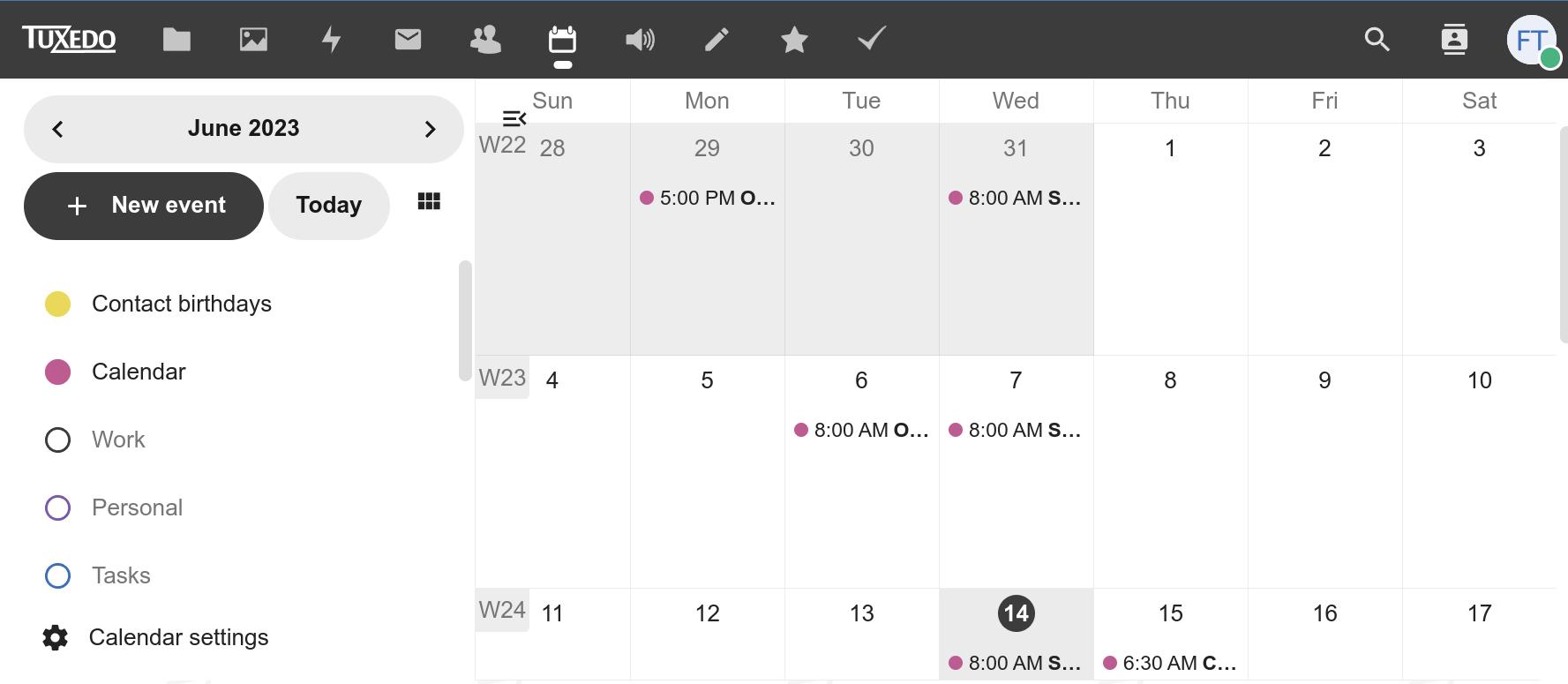 The calendar app allows the im- and export of external calendars.